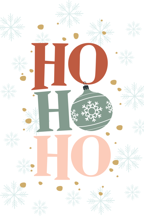 Kerstkaart HoHoHo kerstbal