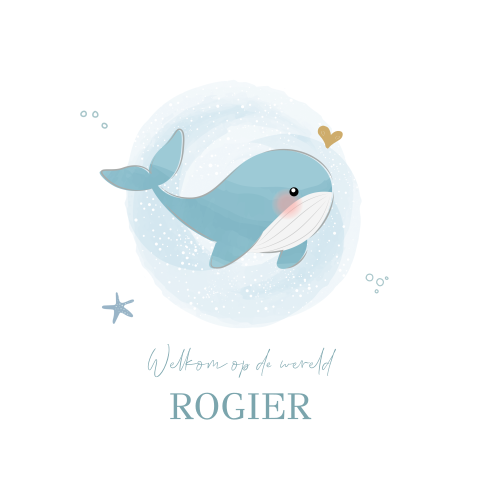 Geboortekaartje jongen blauwe walvis
