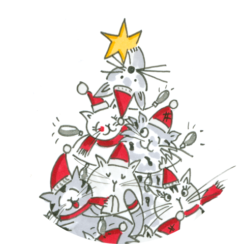 Sluitzegel kerst poezen kerstboom