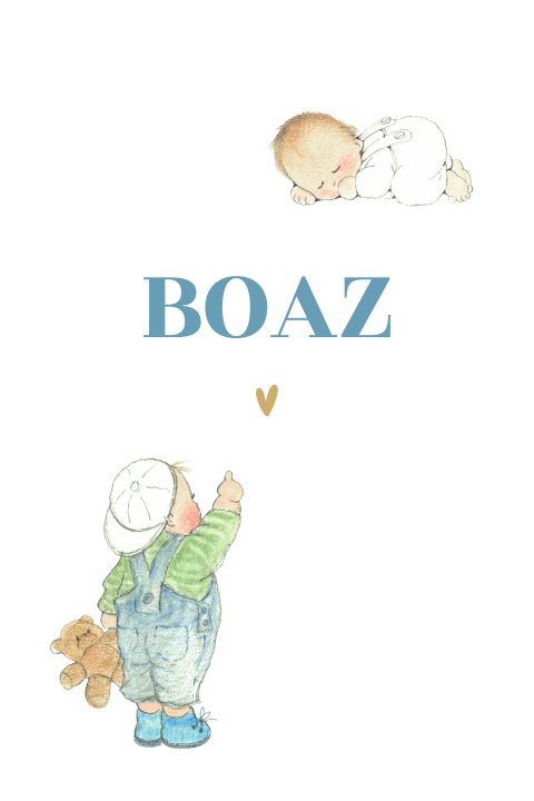 Geboortekaart slapende baby met grote broer