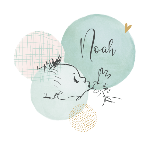 Geboortekaartje jongen baby met watercolor bollen