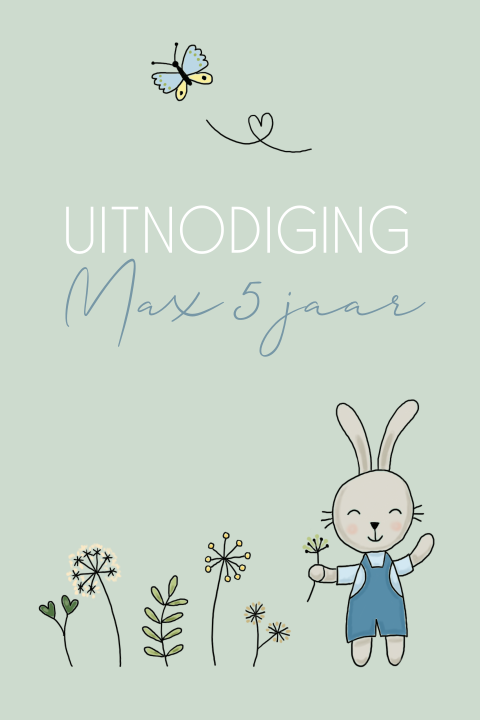 Uitnodiging kinderfeestje konijn jongen