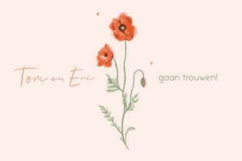Trouwkaart papaver hoogglans