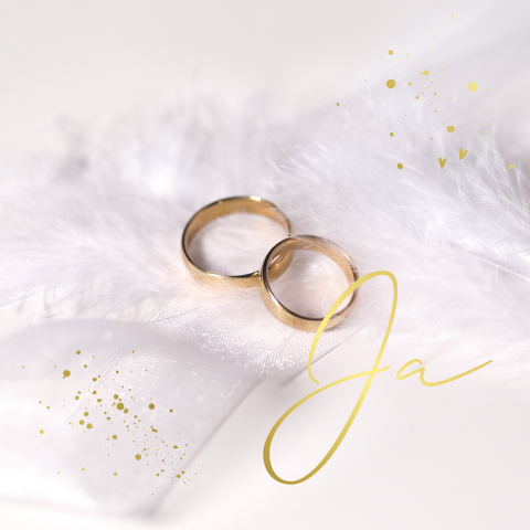 Trouwkaart ringen goudfolie