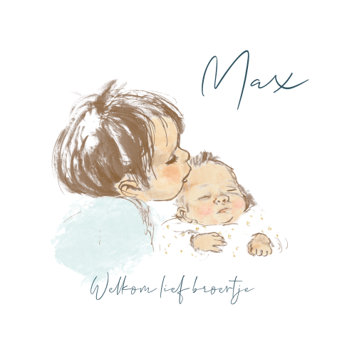 Pentekening kleur baby grote broer