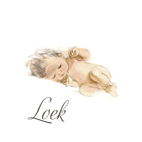 Geboortekaartje pentekening slapende baby in kleur