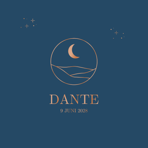 Stijlvol geboortekaartje jongen maan sterren hoogglans