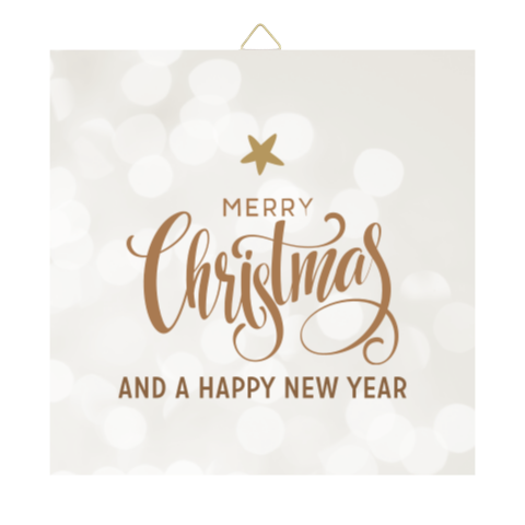 Keramieken kersttegeltje beige bruin