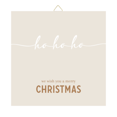 Beige tegeltje met kersttekst ho ho ho