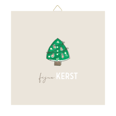 Kerst tegeltje kerstboom groen met beige