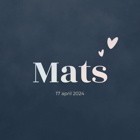 Donkerblauw geboortekaartje jongen met holografische folie