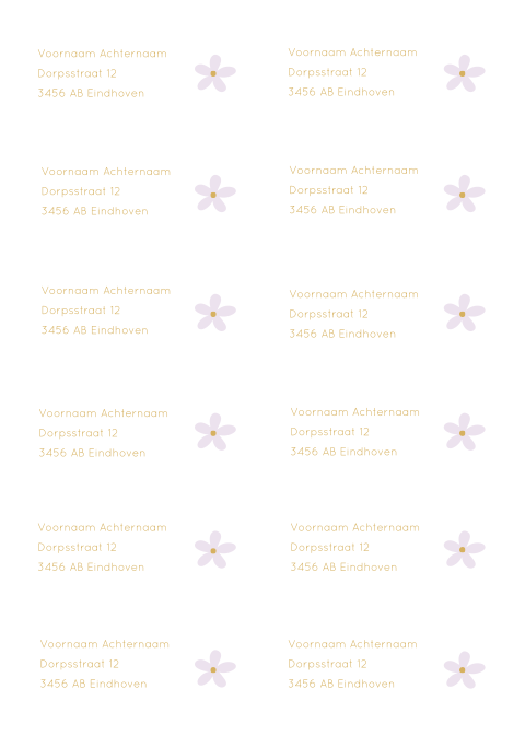 Adresstickers bloemetje paars