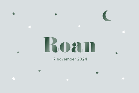 geboortekaartje jongen blauw groen sterretjes maan hoogglans