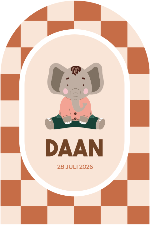 Olifant Ollie boogvorm met ruitjes