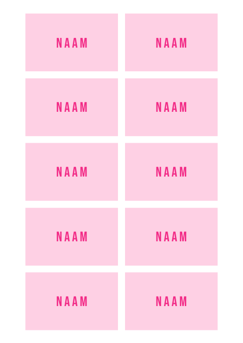 Naamkaartjes zomers neon roze geel - vanaf 10 stuks voor €12,95