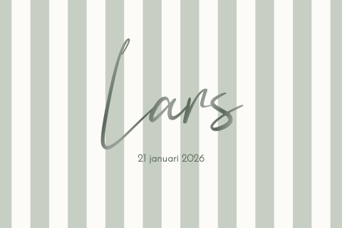 Trendy strepen en hoogglans groen geboortekaartje