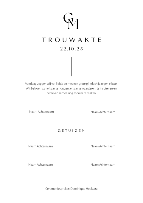 Trouwakte Eternal elegance initialen