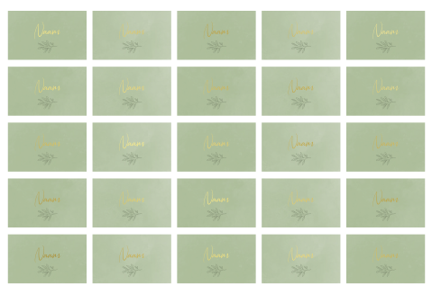 Naamkaartjes Botanisch olijfgroen takje en goudfolie