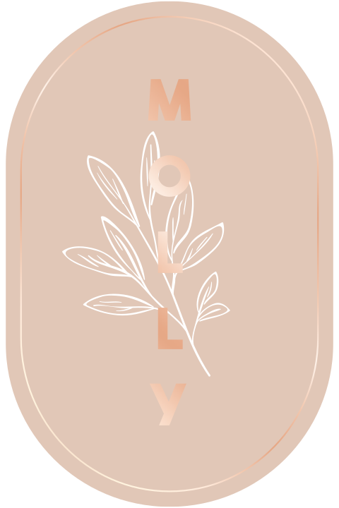 Geboortekaartje ovaal rosegoudfolie botanish takje