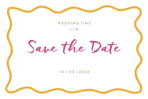Save the date wave color blocking geel paars groen