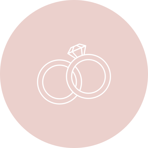 Sluitsticker trouwkaart roze trouwringen