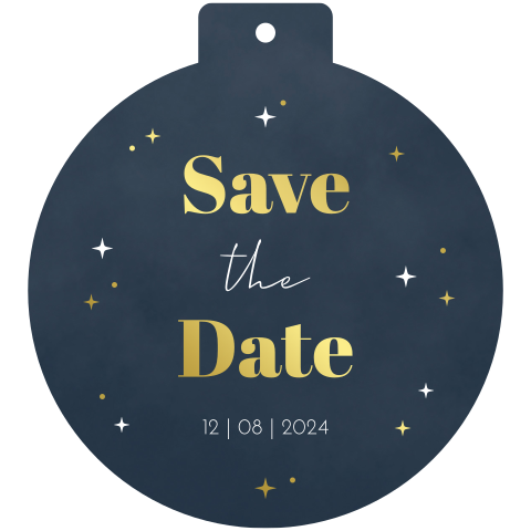 Save the date kerstbal kerstkaart blauw