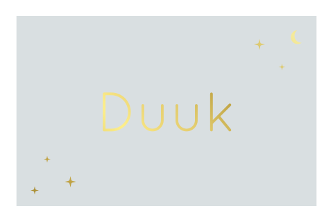 Geboortekaartje Duuk ijsblauw met maan en sterretjes
