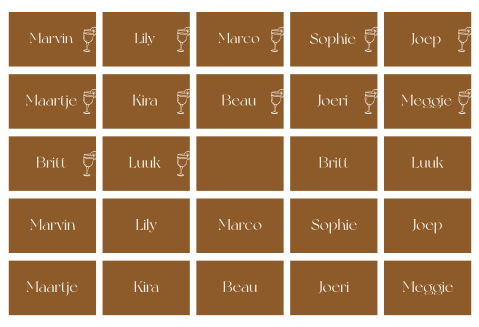 Naamkaartjes Vinyard vibes getekende illustraties | 25 stuks 8 x 5 cm