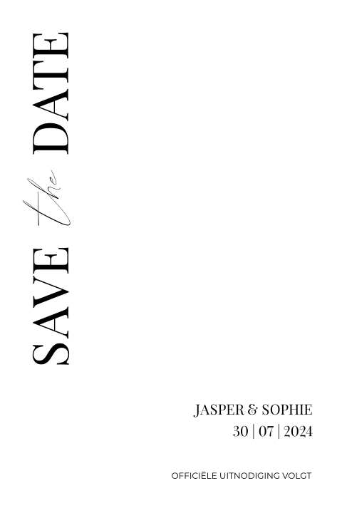Save the date enkel zwart wit minimalistisch
