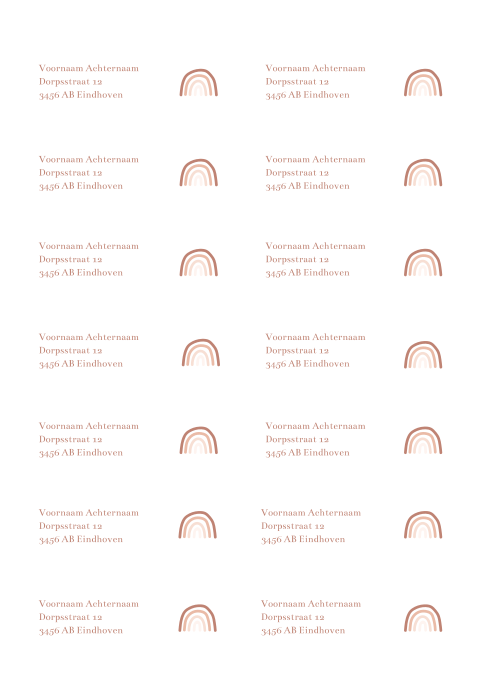 Adresstickers geboortekaartje regenboog blush roze