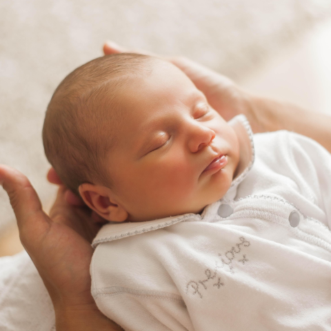 Fotolabel geboortekaartje vierkant 4x4 cm