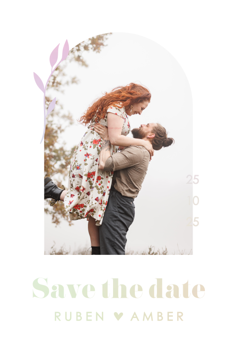 Save the date boogvorm foto holografisch folie takje