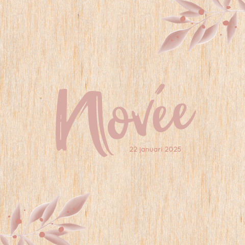 Geboortekaartje berken hout vierkant ouderoze watercolor takjes