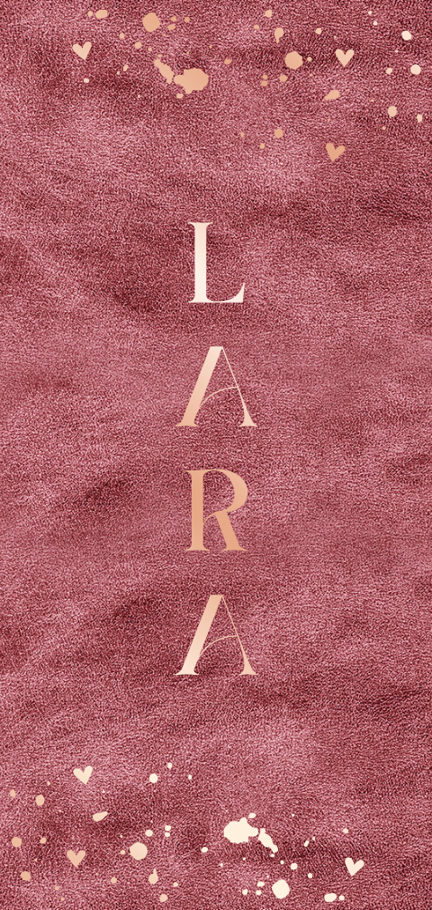 Geboortekaartje meisje roze velvetlook met rosefolie spetters