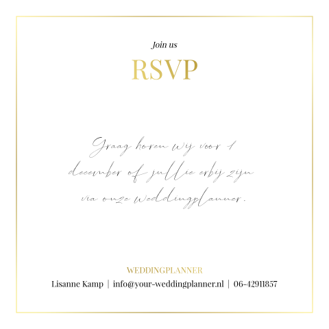 RSVP kaart klassiek kader goudfolie huisstijl