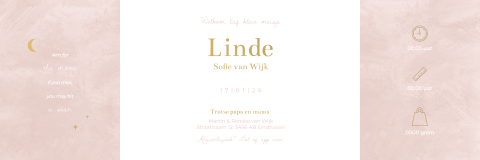 Luikvouw liggend foto brush roze goudfolie maan