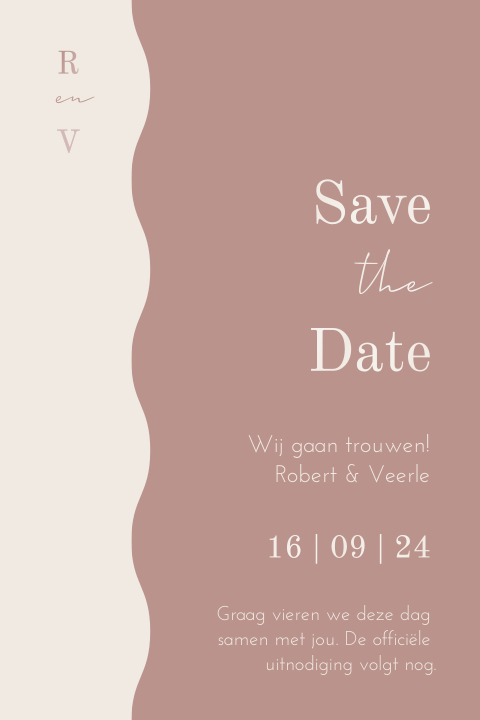 Save the date wave oudroze hoogglans