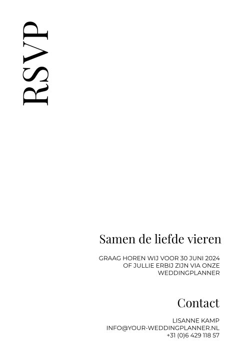 RSVP kaart zwart wit minimalistisch