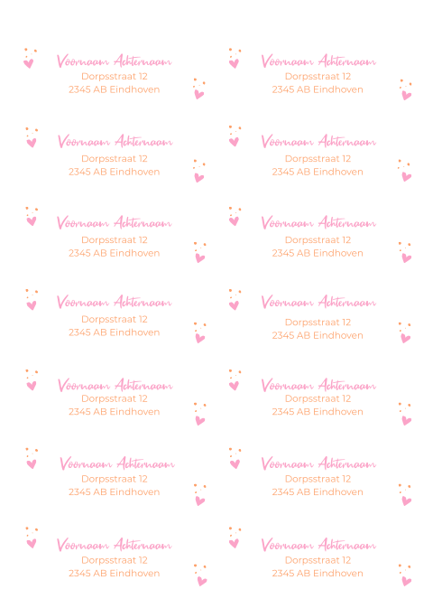 vrolijke sticker bijpassende roze hartjes