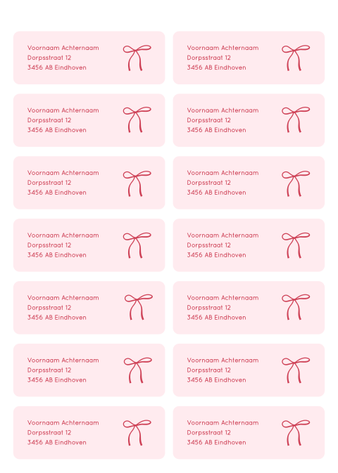 stickers met rood roze strikje geboortekaartjes