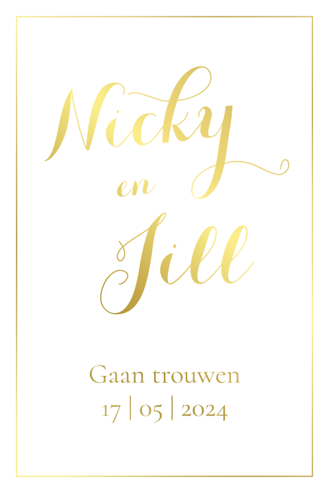 Sierlijke trouwkaart met kalkpapier en goudfolie