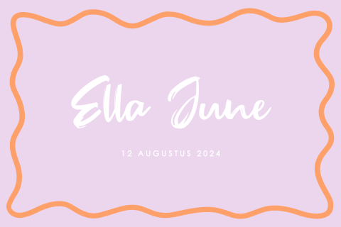 Geboortekaartje wave color blocking paars oranje