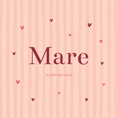 Geboortekaartje getekende hartjes trendy roze