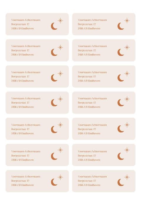 Beige terra maan sterretje stickers adressen