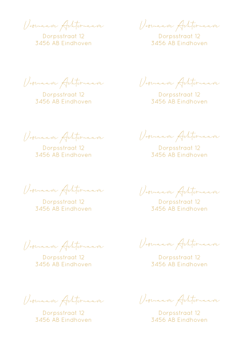 Adresstickers sierlijk goudlook