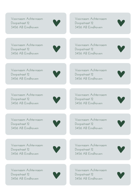 Adresstickers blauw groen hartje