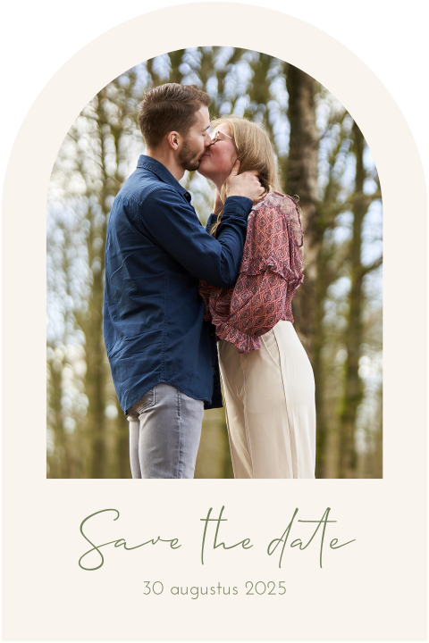Boogvorm foto save the date groen
