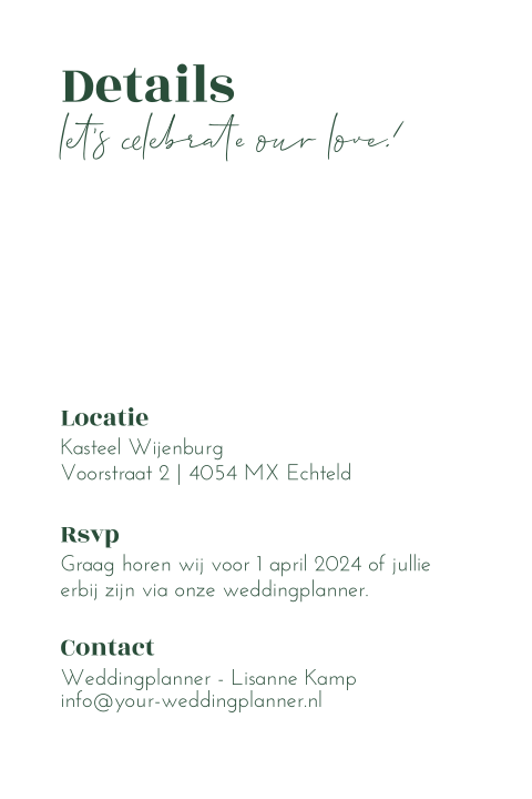 Minimalistische details kaart wit groen