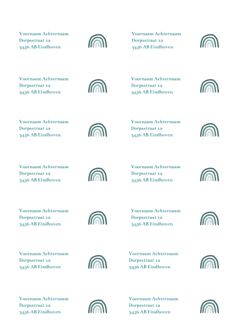 Adressticker Regenboog jongen blauw turquoise