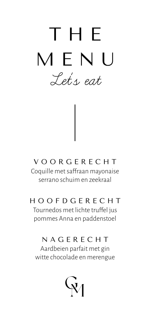 Menukaart Eternal Elegance kalkpapier